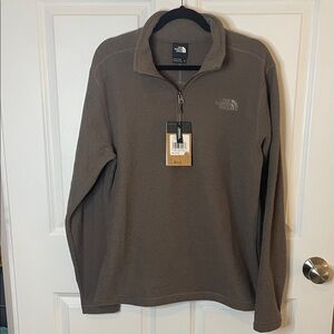 NWT The North Face Men’s Fleece 1/4 zip pull over- Textured Falcon Brown Size M